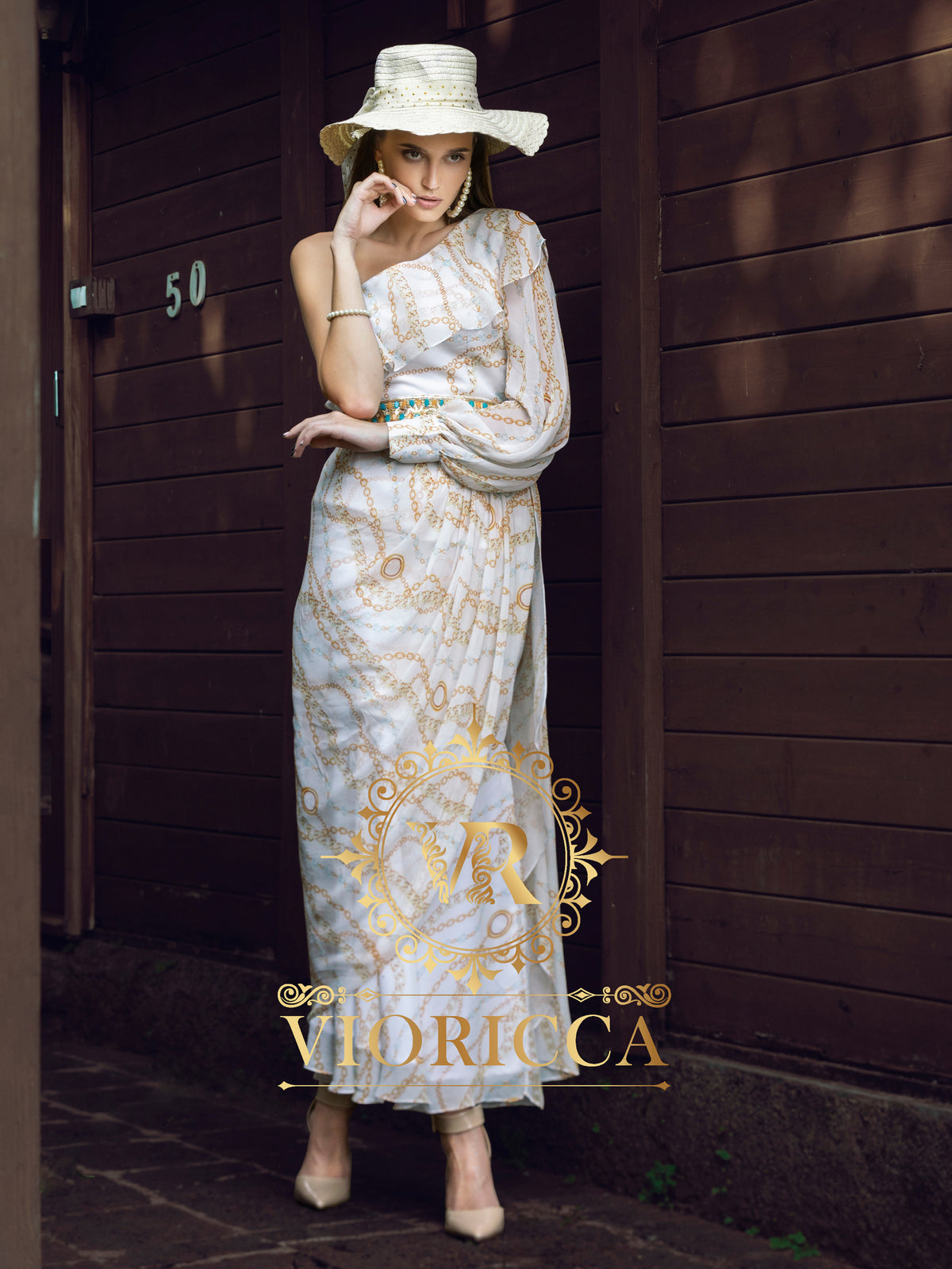 Celestial — Asymmetric Ruffle One-Shoulder Long Dress