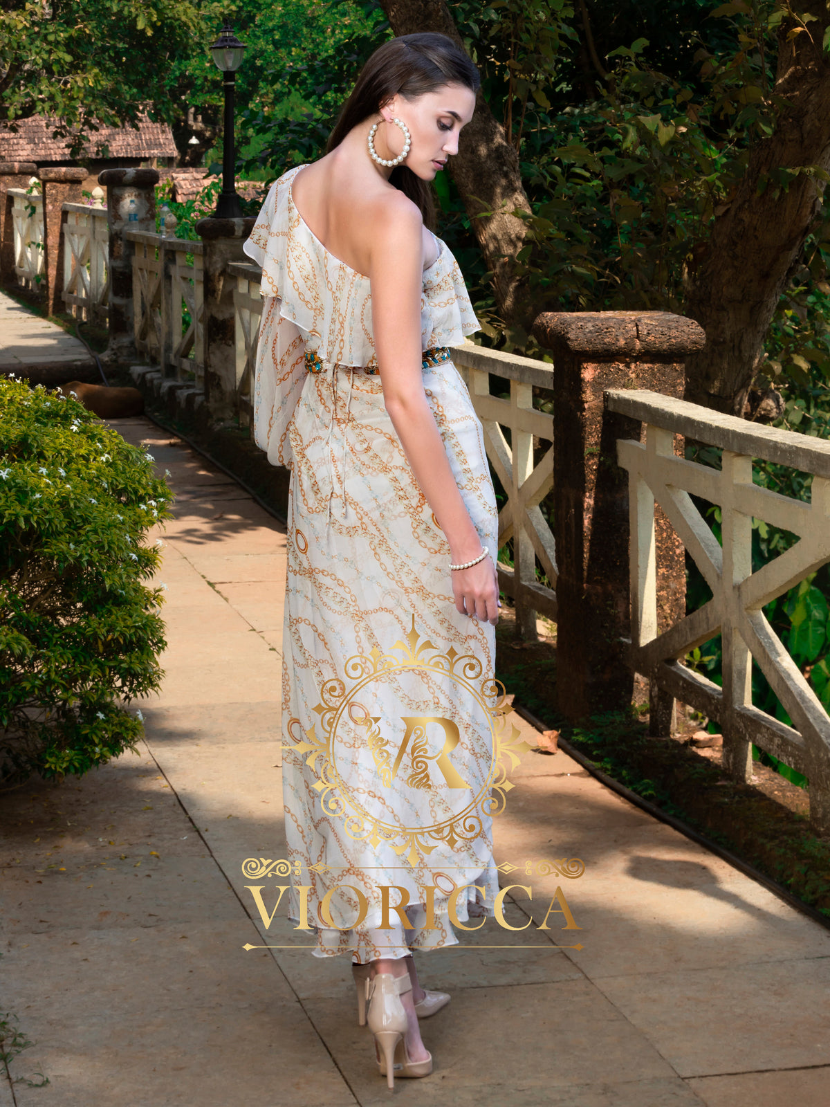 Celestial — Asymmetric Ruffle One-Shoulder Long Dress