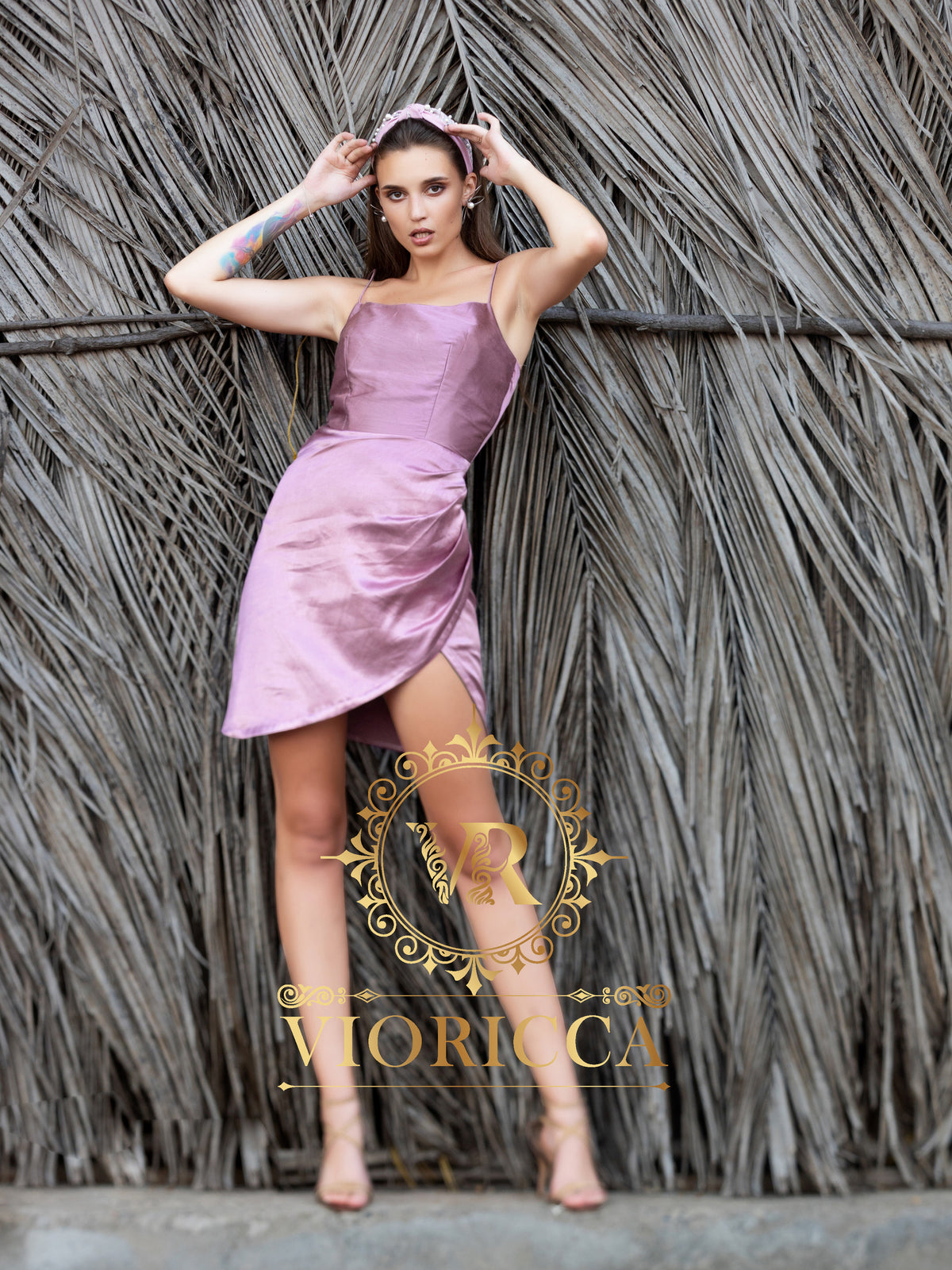 Overlapping Spaghetti-Strap Short Dress — Gajji Silk