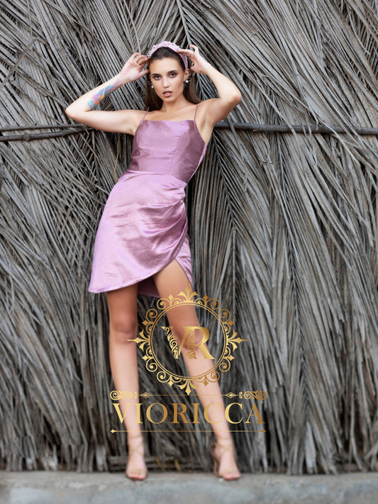 Overlapping Spaghetti-Strap Short Dress — Gajji Silk