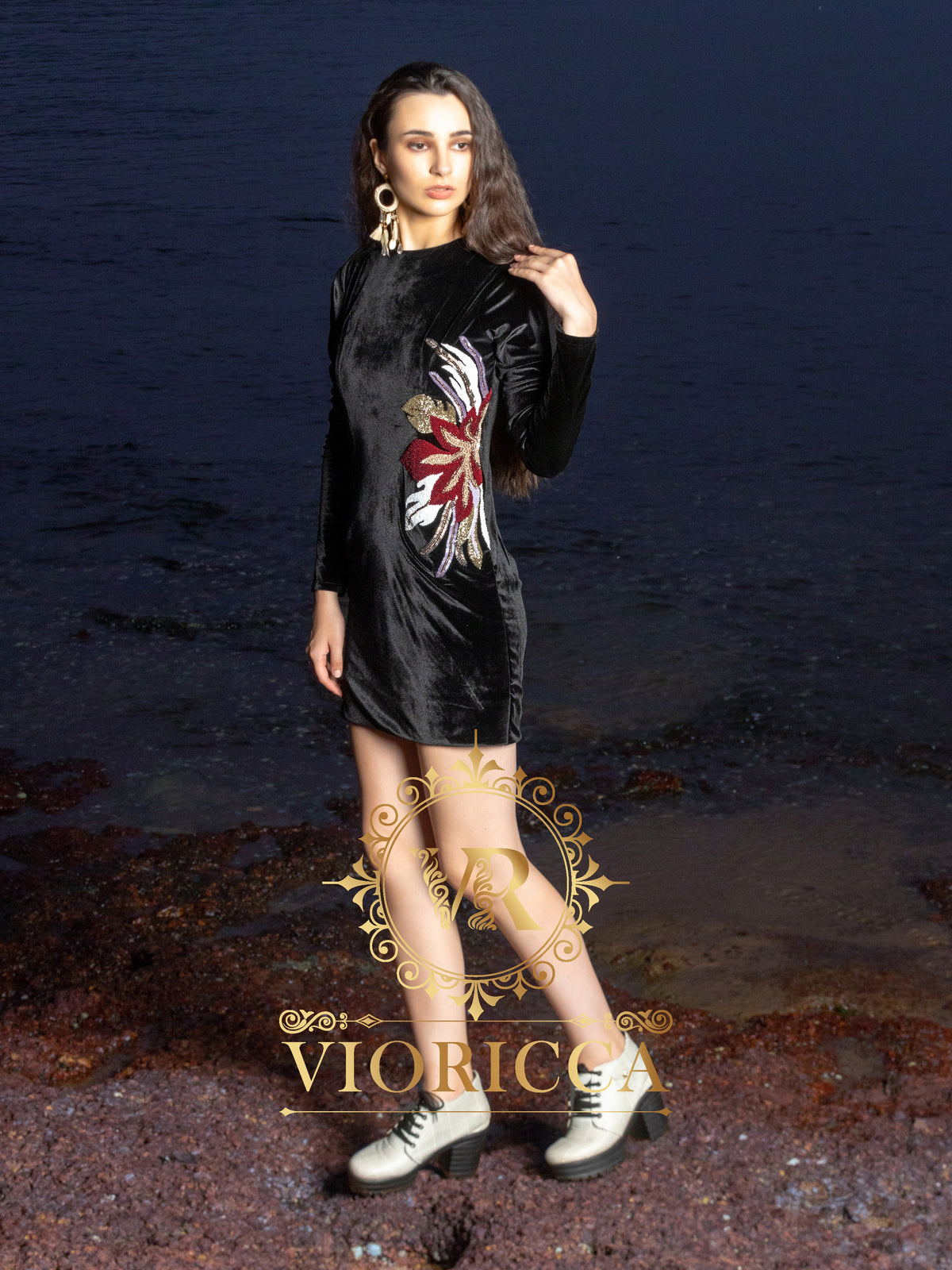 Vioricca's Little Black Dress — Hand Embroidered Bodycon