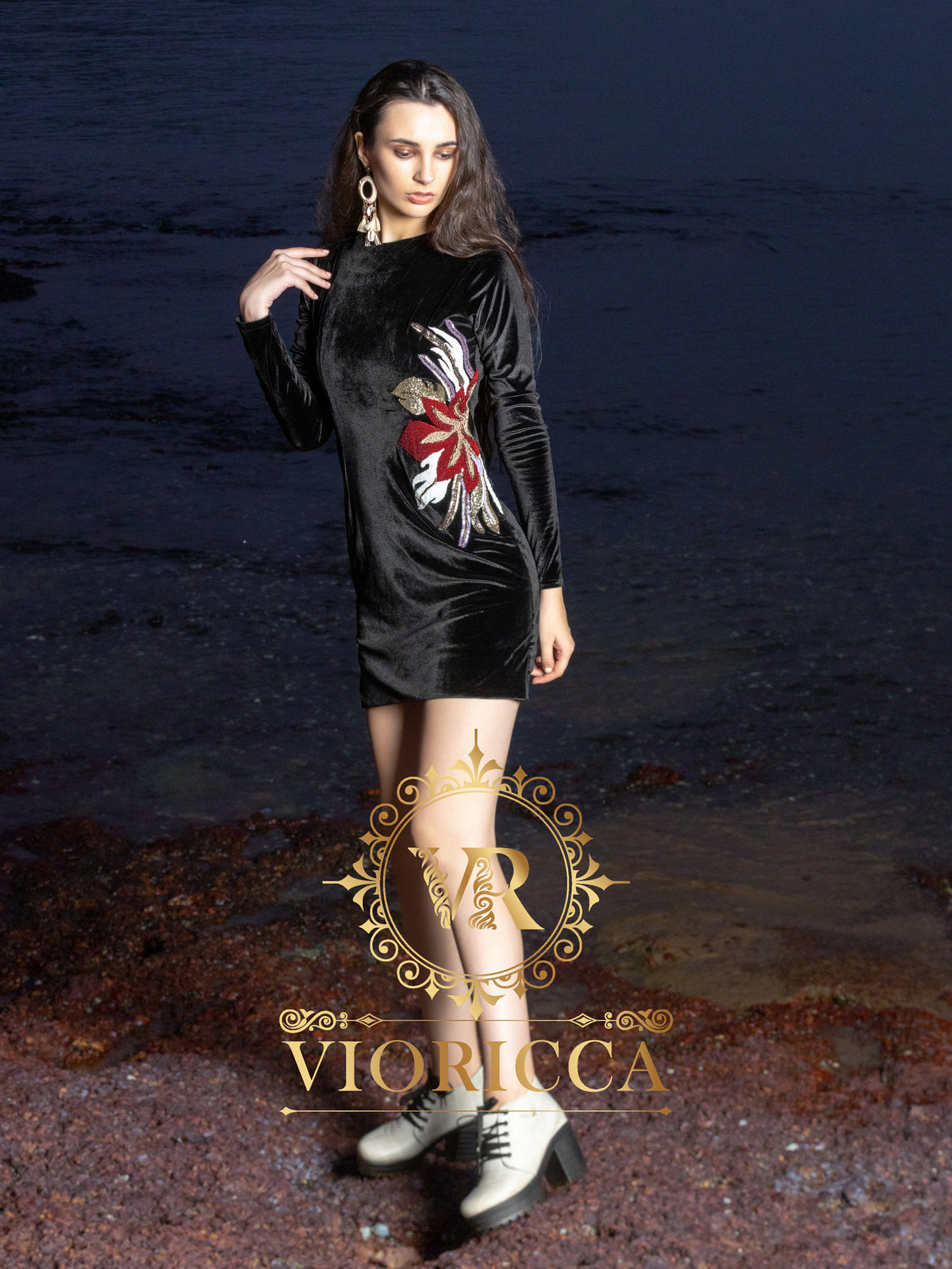 Vioricca's Little Black Dress — Hand Embroidered Bodycon