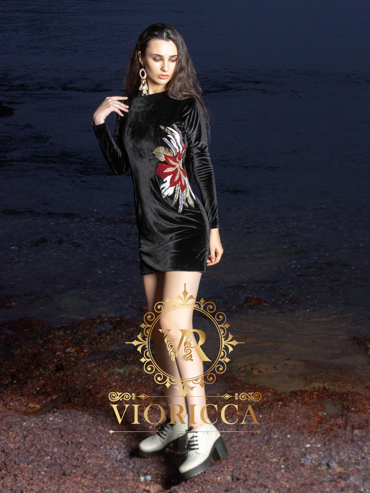 Vioricca's Little Black Dress — Hand Embroidered Bodycon