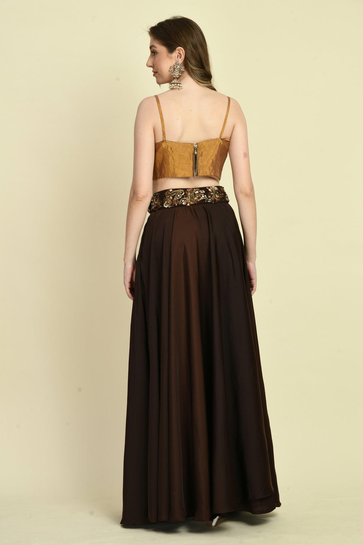 Hand Crafted Crop Top with Double-Flare Umbrella Skirt