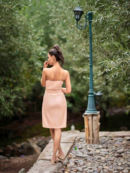 Satin Spaghetti-Strap Bodycon Short Dress